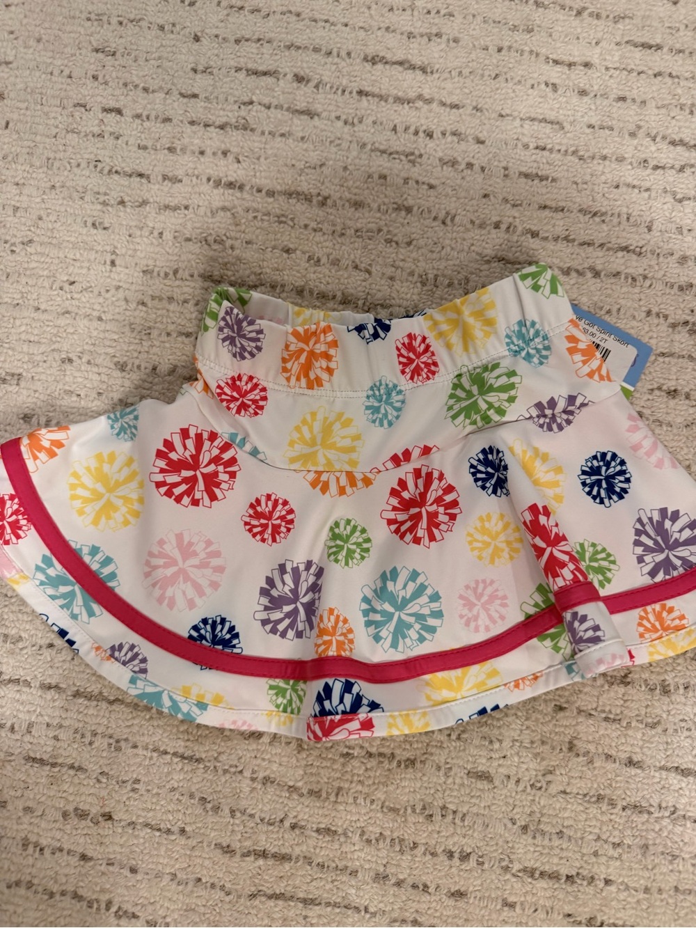 SET Active Girls White Skort with Multicolor Pom Print